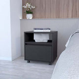 Mobile Nightstand with Drawer, Open Shelf and Casters