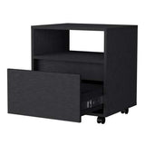 Mobile Nightstand with Drawer, Open Shelf and Casters