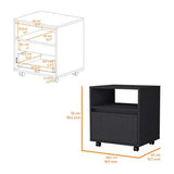 Mobile Nightstand with Drawer, Open Shelf and Casters