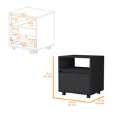 Mobile Nightstand with Drawer, Open Shelf and Casters