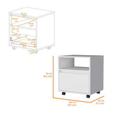 Mobile Nightstand with Drawer, Open Shelf and Casters