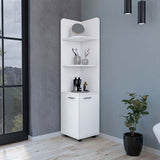 Corner Shelf with Cabinet - 3-Tier - Metal Handles - 12.7"D
