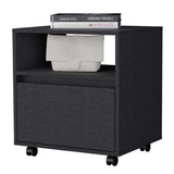 Mobile Nightstand with Drawer, Open Shelf and Casters