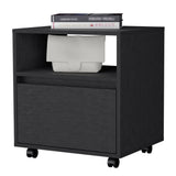 Mobile Nightstand with Drawer, Open Shelf and Casters