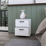 Nightstand with 2 Drawers and Metal Handles, Bedside Table