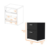 Nightstand with 2 Drawers and Metal Handles, Bedside Table