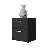 Nightstand with 2 Drawers and Metal Handles, Bedside Table