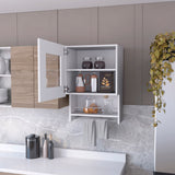 Corner Shelf with Cabinet - 3-Tier - Metal Handles - 12.7"D