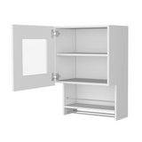 Kitchen Wall Cabinet - Glass Door - White - Spice and Towel Rack