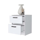 Nightstand with 2 Drawers and Metal Handles, Bedside Table