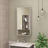 Mirrored Medicine Cabinet - Open Shelf - 35.4"H x 17.9"W