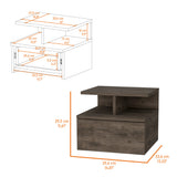 Compact Nightstand - Manufactured Wood - 1 Drawer and Open Shelf