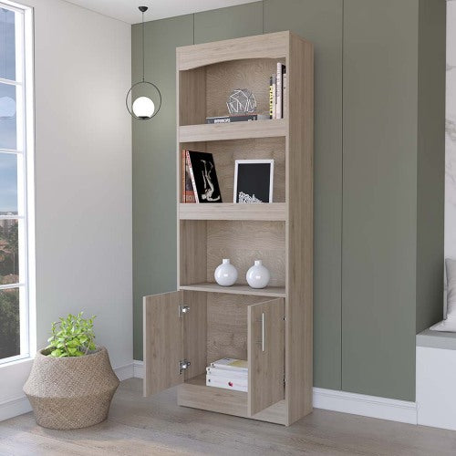 Bookcase - Three Shelves - Double Door Cabinet - 70.8"H