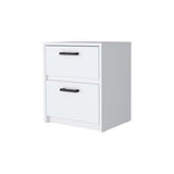 Nightstand with 2 Drawers and Metal Handles, Bedside Table