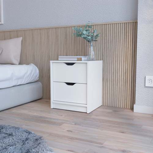 Nightstand - 2 Drawers - Pull-Out Storage - 16.1" x 14.3" Top