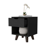 Compact Nightstand - Manufactured Wood - 1 Drawer and Open Shelf