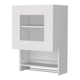 Kitchen Wall Cabinet - Glass Door - White - Spice and Towel Rack