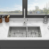 36"x19"x10" Undermount Double Bowl(60/40) Kitchen Sink - 16 Gauge