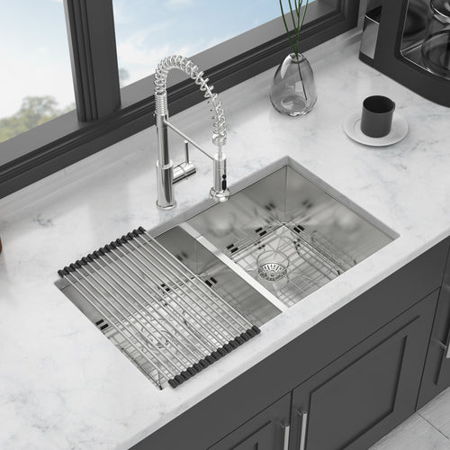 36"x19"x10" Undermount Double Bowl(60/40) Kitchen Sink - 16 Gauge