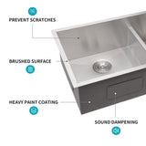 36"x19"x10" Undermount Double Bowl(60/40) Kitchen Sink - 16 Gauge