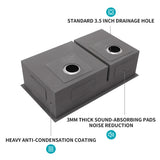 36"x19"x10" Undermount Double Bowl(60/40) Kitchen Sink - 16 Gauge