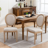 Set of 2 Fabric Dining Chair Beige