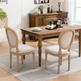 Set of 2 Fabric Dining Chair Beige