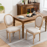 Set of 2 Fabric Dining Chair Beige