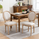 Set of 2 Fabric Dining Chair Beige