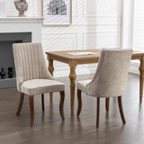 Set of 2 Velvet Dining Chair Beige