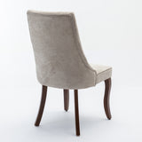 Set of 2 Velvet Dining Chair Beige