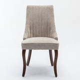 Set of 2 Velvet Dining Chair Beige