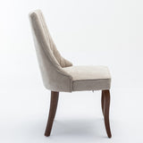 Set of 2 Velvet Dining Chair Beige
