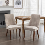 Set of 2 Velvet Dining Chair Beige