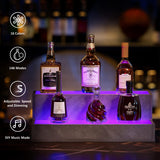 LED Liquor Bottle Display Shelf 20" 2-Step Bar Cabinet