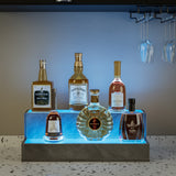 LED Liquor Bottle Display Shelf 20" 2-Step Bar Cabinet