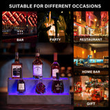 LED Liquor Bottle Display Shelf 20" 2-Step Bar Cabinet