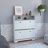 Shoe Rack - Light Oak & White - Two Extendable Shelves & Top