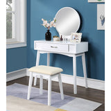 Maly Vanity and Stool Set - Contemporary Wood, White