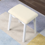 Maly Vanity and Stool Set - Contemporary Wood, White
