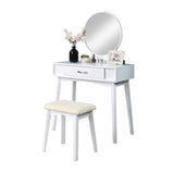 Maly Vanity and Stool Set - Contemporary Wood, White
