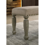 Upholstered Bench with Nailhead Trim, Antique Gray, 48.6"