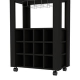 Bar Cart - Black - 12 Bottle Racks - Drawer and Shelf - 39"H