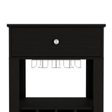 Bar Cart - Black - 12 Bottle Racks - Drawer and Shelf - 39"H
