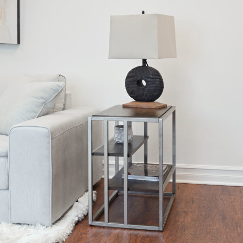 Chairside Table - Poplar & Acacia Veneer - Toasted Acacia - Shelf