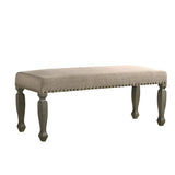 Upholstered Bench with Nailhead Trim, Antique Gray, 48.6"
