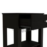 Bar Cart - Black - 12 Bottle Racks - Drawer and Shelf - 39"H