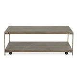 Coffee Table - Hardwood & Oak Veneer - Aged Graphite - Casters