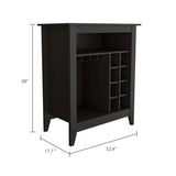 Bar Cabinet - Black - Open Shelf - Built-In Wine Rack