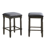 Swivel Counter Stools - Rubber Wood - Washed Gray - Set of 2